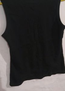 Printed Black Tank Top