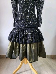 Vintage Lace Dress - Puff Sleeves &amp; Tiered Skirt