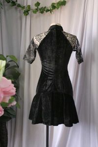 Black Lace Velvet Dress