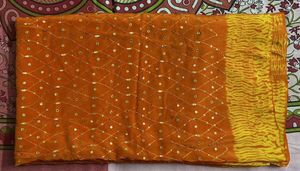 Orange Sequin Saree with Blouse