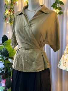 wrap khaki top
