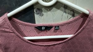 Dusty Rose Eyelet Short Sleeve Top