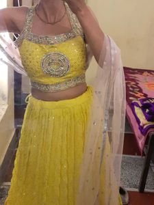 Beautiful Lime Yellow Lehenga Choli Set