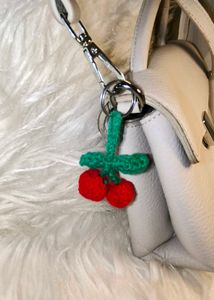 Cute Crochet Cherry Keychain
