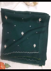 Bottle Green Zari Work 2.5 Mtr Dupatta