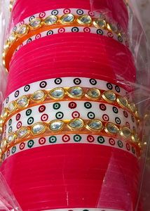 Pink Chuda bangles set