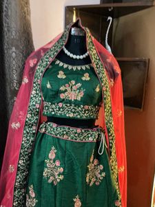 Green Embroidered Lehenga Choli