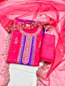 Pink &amp; Purple Embroidered Salwar Kameez