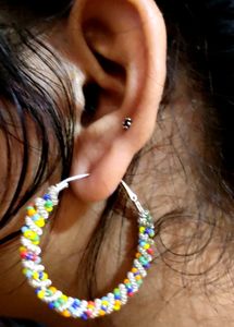 Colorful Beaded Hoop Earrings
