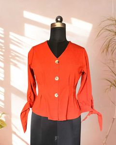 Rust Orange Peplum Top