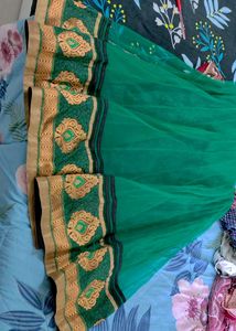 Emerald &amp; Black Embroidered Anarkali Suit