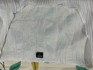 White Wave Textured Long Sleeve Top