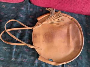 Tan Leather Circle Tote