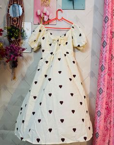 Beautiful Summer Trendy 🤎 Brown Heart Print Dress
