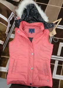 Pink Hooded Winter Jacket Size-28