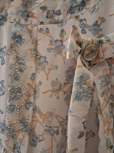 Floral Sheer Blouse with Tie Neck