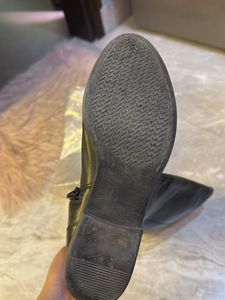Pure Leather Long Black Boots With Side Zip