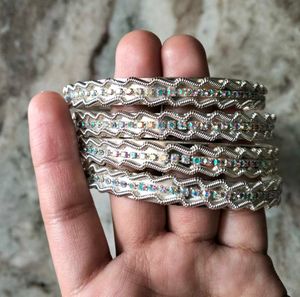Silver-Tone Ethnic Bangles