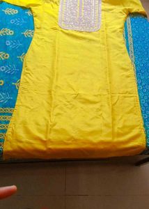 Yellow Kurti with Silver Embellishments