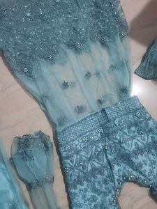 Blue Embellished Lehenga Set