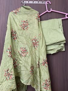 Green Floral Kurta Set
