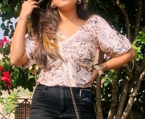 Pink Floral Print Top