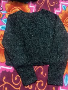 Sparkly Black Cropped Sweater