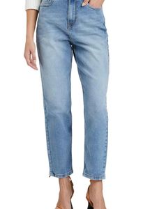 Straight Leg Blue Jeans - mom Fit