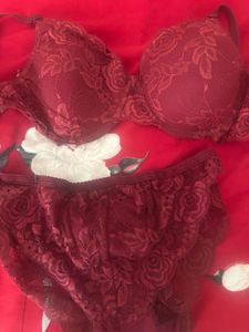 Burgundy Lace Lingerie Set