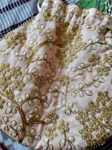 Peach Embroidered Potli Bag