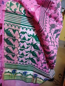 Pink Ethnic Print Saree