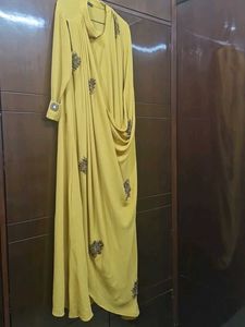 Elegant Mustard Draped Dress Size M