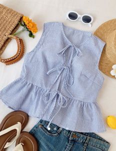 Blue Ruffle Tank Top