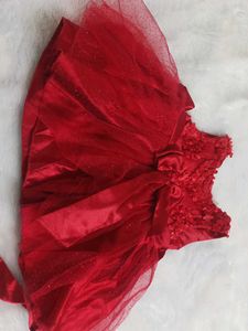 Adorable Red Net  dress