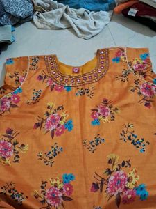 Orange Floral Kurta Set