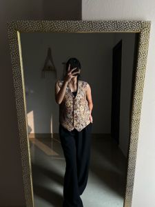 Rust Orange Floral TAPESTRY WAIST COAT