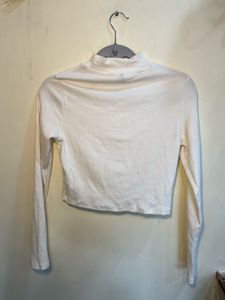 White Turtle Neck Long Sleeve Top