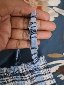 Blue Plaid Adjustable-Strap Smocked Tank