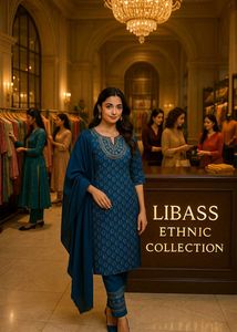 Elegant Blue Printed Kurta Set