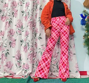 Retro Plaid Flare Pants
