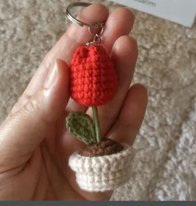 Crochet Tulip Keychain