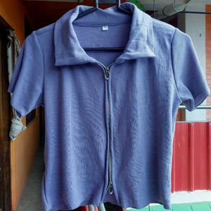Lavender Ribbed Crop-Top.