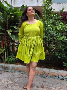 Lime Green Fit &amp; Flare Dress