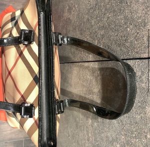 Burberry’s Haymarket Check Tote Patent Leather