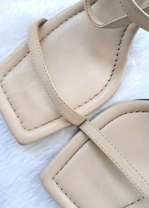Mango Beige Criss-cross Strap Heels
