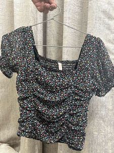 Floral Ruched Crop Top