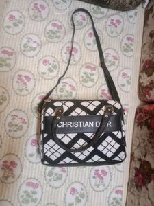 Sling Bag Black And White Combination