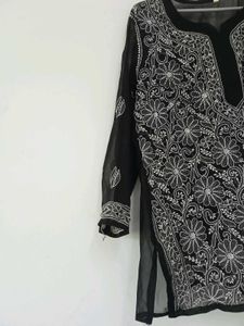Black Embroidered Tunic Short Kurti