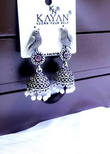 Silver Bird Jhumka Earrings