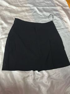 Mini Black Skirt With Slit And Shorts